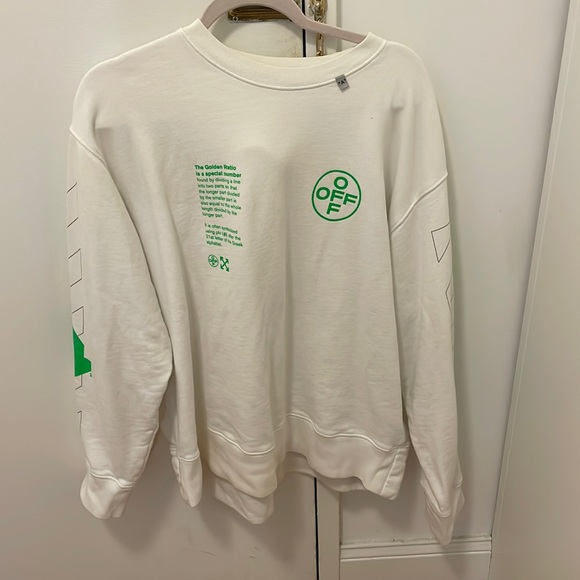 Off-white sweatshirt white with green writing amazing condition authentic  unisex